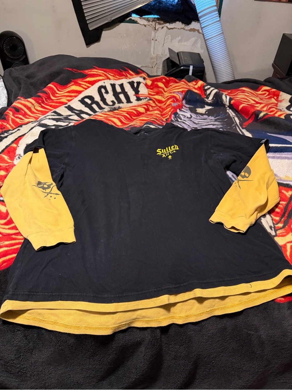 Sullen Kids Layered Long Sleeve Tee - Black with Yellow Sleeves